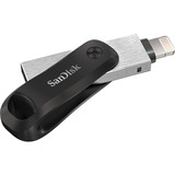 SanDisk iXpand Go 128 GB, USB-Stick schwarz/silber, USB-A 3.2 Gen 1, Apple Lightning Connector