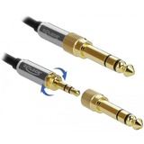 DeLOCK Klinkenverlängerungskabel 3,5mm 3Pin Stecker > Buchse schwarz, 1 Meter, mit 6,35mm Schraubadapter
