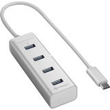 Sharkoon 4-Port USB 3.0 Aluminium Hub Type C, USB-Hub silber