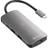 Sharkoon USB 3.0 Type C Multiport Adapter	, Dockingstation dunkelgrau, USB-C, HDMI, MicroSD, SD