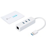 TP-Link 3-Port-USB3.0-Hub & Gigabit-Ethernet-Adapter, USB-Hub weiß