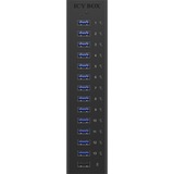ICY BOX IB-AC6113, USB-Hub schwarz, 13x USB 3.0, inkl. Ladeanschluss