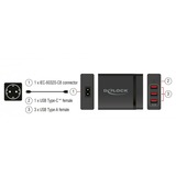 DeLOCK USB Ladegerät 1x USB-C PD + 3x USB-A, 60 Watt schwarz