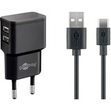 goobay USB-C Dual Ladeset 2,4 A, Ladegerät schwarz