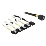 DeLOCK Adapterkabel Mini SAS HD SFF-8643 > 4x SATA 7Pin schwarz, 1 Meter, mit Sideband