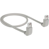 DeLOCK Patchkabel RJ45 Cat.6a S/FTP grau, 50cm, gewinkelte Stecker 2x oben