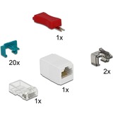 DeLOCK RJ45 Secure Clip Starter Set, Halterung türkis, 20 Stück