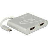 DeLOCK Splitter USB Type-C > 2x HDMI 4K, HDMI Splitter silber, 10cm