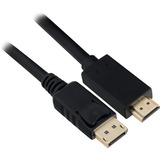 Sharkoon Adapterkabel Displayport 1.2 Stecker > HDMI 4K Stecker schwarz, 2 Meter