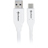 Sharkoon USB 3.2 Gen 2 Kabel, USB-A Stecker > USB-C Stecker weiß, 1 Meter