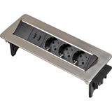 Brennenstuhl Indesk-Power versenkbare Steckdosenleiste 3-fach silber/schwarz, 2 Meter, 2x USB