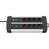Brennenstuhl Premium-Alu-Line Technik, 8-fach Steckdosenleiste schwarz/silber, Duo