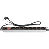 Good Connections 19" 8-fach Steckdosenleiste silber/schwarz, 1HE, Schutzkontakt-Stecker
