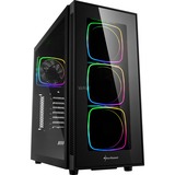 Sharkoon TG6 RGB, Tower-Gehäuse schwarz, Front und Seitenteil aus gehärtetem Glas