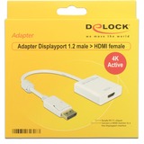 DeLOCK Aktiver Adapter Displayport 1.2 > HDMI Buchse 4K weiß, 20cm