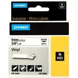 Dymo Rhino IND ORIGINAL Schriftband Vinyl 9mm x 5,5m, schwarz auf weiß permanent klebend, 18443