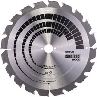 Bosch PRO Construct Wood Kreissägeblatt, Ø 315mm, 20Z Bohrung 30mm, für Tischkreissägen