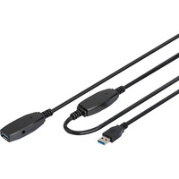 Digitus Aktives USB 3.2 Gen 1 Verlängerungskabel, 20 Meter schwarz, Repeater Kabel