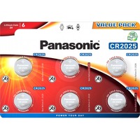 Panasonic Lithium Knopfzelle CR-2025EL/6B, Akku 6 Stück, CR2025