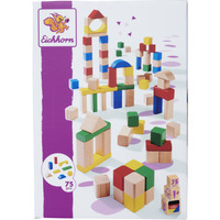 Eichhorn Holzbausteine Bunt/Natur, Konstruktionsspielzeug 75 Teile