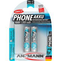 Ansmann 1300mAh DECT, Akku silber, 2x AA (Mignon)