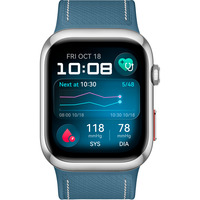 Huawei Watch D2 (Luca-B29), Smartwatch silber, blaues Kunstleder-Armband