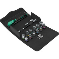 Wera 8100 SA 13 Zyklop Comfort Knarrensatz, 1/4", Werkzeug-Set schwarz/grün, 15-teilig, Comfort-Knarre mit Umschalthebel