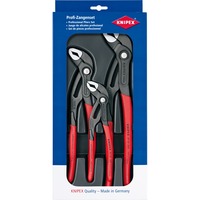 KNIPEX Cobra Zangen-Set 00 20 09 V02, 3-teilig rot, gezahnte Griffflächen, integrierter Klemmschutz