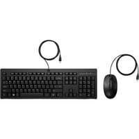 HP 225 Maus und Tastatur (kabelgebunden), Desktop-Set schwarz, DE-Layout, Plunger