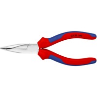 KNIPEX Flachrundzange 2525160, Greifzange rot/blau, abgewinkelt, mit Schneide