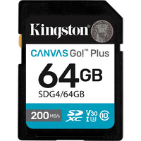 Kingston Canvas Go! Plus 64GB SDXC, Speicherkarte schwarz, UHS-I U3, Class 10, V30