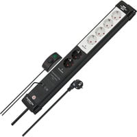 Brennenstuhl Premium-Line Comfort Switch Plus Steckdosenleiste 6-fach, 2x permanent schwarz/hellgrau, 3 Meter Kabel, mit Hand-/Fußschalter