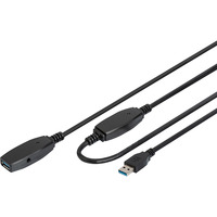 Digitus Aktives USB 3.2 Gen 1 Verlängerungskabel, 15 Meter schwarz, Repeater Kabel