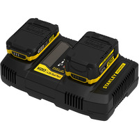 Stanley V20 Zweischacht-Schnell-Ladegerät (18V / 4A) für V20 Akkus schwarz/gelb