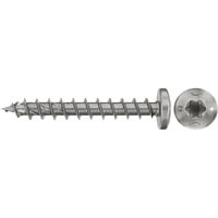 fischer Spanplattenschraube PowerFast II 4,5x35 Halbrundkopf TX 200 Stück, mit Vollgewinde, Edelstahl A2
