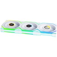 Lian Li UNI FAN SL120 LCD Wireless Reverse 3er-Pack inkl. Controller, Gehäuselüfter weiß, 124.5 mm