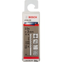 Bosch Metall-Spiralbohrer HSS-Co, Ø 3mm Arbeitslänge 33mm, 10 Stück