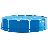 Intex Frame Pool Set Rondo, Ø 457 x 122cm, Schwimmbad dunkelblau/weiß, Kartuschen-Filteranlage ECO 638R