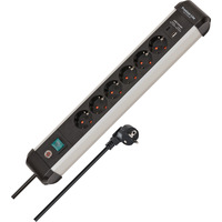Brennenstuhl Premium-Alu-Line Steckdosenleiste 6-fach, 2x USB schwarz/aluminium, 3 Meter Kabel, USB-A, USB-C, mit Sicherheitsschalter