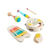 Fisher-Price Musik-Geschenkset mit Holzinstrumenten für Kleinkinder, Musikspielzeug 6 Teile