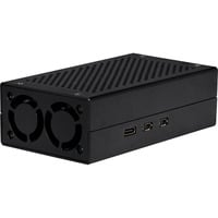 Joy-IT Aluminiumgehäuse für Raspberry Pi 5 M2-HAT schwarz, inkl. aktiven Kühler