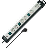Brennenstuhl Premium-Line Steckdosenleiste 6-fach, 3x 2fach schaltbar schwarz/hellgrau, 3 Meter Kabel, mit 3 Sicherheitsschaltern