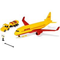 SIKU 1702 DHL Frachtflugzeug mit Zubehör, Modellfahrzeug blau/weiß