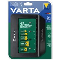 Varta LCD Universal Charger+, Ladegerät schwarz, Lädt bis zu 4 AA, AAA, C, D oder 1x 9V