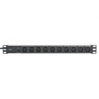 Digitus 19" Steckdosenleiste C13 mit Aluminiumprofil, 10-fach, 1HE schwarz/aluminium, 2 Meter Kabel, Überlastschutz