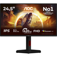AOC AGON 25G4KUR, Gaming-Monitor 62.2 cm (24.5 Zoll), schwarz, FullHD, Fast-IPS, E-Sport Monitorständer, USB-Hub, 400Hz Panel
