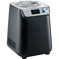 Severin Kompakt Eismaschine & Joghurtbereiter EZ 7407 schwarz (matt)/silber, für 1.200ml Eiscreme, 135 Watt Kompressor