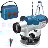 Bosch Optisches Nivelliergerät GOL 20 G Professional, mit Baustativ + Messstab blau, Koffer, Maßeinheit 400 Gon