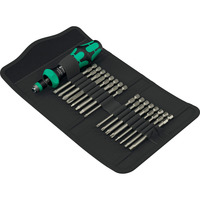 Wera Kraftform Kompakt 60 RA-R Imperial 1, Bit-Satz schwarz/grün, 17-teilig, 1/4", zöllig, mit Ratschenfunktion und Rapidaptor Schnellwechselfutter