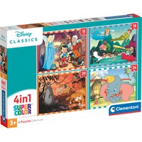 Clementoni Supercolor 4 in 1 - Disney Classics, Puzzle 4 Puzzle (12-24 Teile)